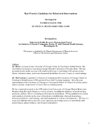 Best Practice Guides for Behavioral Intervention