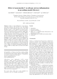 Effect of Neuromedin U on Allergic Airway Inflammation in an Asthma Model (Review)