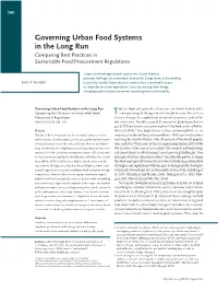 Governing Urban Food Systems in the Long Run Comparing Best Practices in Sustainable Food Procurement Regulations