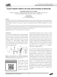 CHAOS THEORY: IMPACT on and APPLICATIONS in MEDICINE Arunachalam Kumar1 & B.M