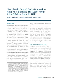How Should Central Banks Respond to Asset-Price Bubbles? the ‘Lean’ Versus ‘Clean’ Debate After the GFC