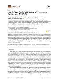 Liquid-Phase Catalytic Oxidation of Limonene to Carvone Over ZIF-67(Co)