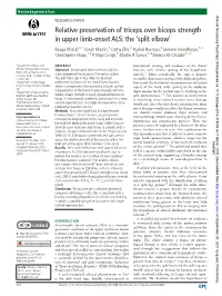 Relative Preservation of Triceps Over Biceps Strength in Upper Limb-Onset