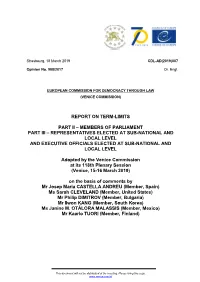 Report on Term-Limits Part Ii – Members of Parliament Part