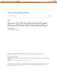 Stevens V. City of Cannon Beach: Does Oregon's Doctrine of Custom Find a Way Around Lucas? Melody F