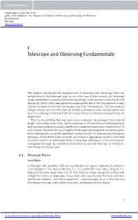 Telescope and Observing Fundamentals