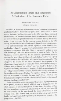 The Algonquian Totem and Totemism: a Distortion of the Semantic Field