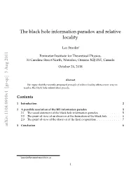 The Black Hole Information Paradox and Relative Locality Arxiv