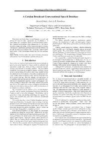 A Catalan Broadcast Conversational Speech Database