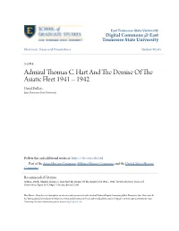 Admiral Thomas C. Hart and the Demise of the Asiatic Fleet 1941 – 1942
