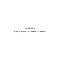 Appendix a Heritage Impact Assessment Report