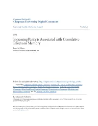Increasing Parity Is Associated with Cumulative Effects on Memory Laura M
