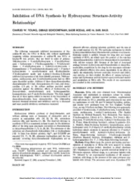 Inhibition of DNA Synthesis by Hydroxyurea: Structure-Activity Relationships1