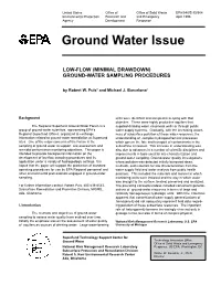 Low-Flow (Minimal Drawdown) Ground-Water Sampling Procedures