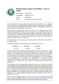 Modernisation: Select Committees – Pay for Chairs