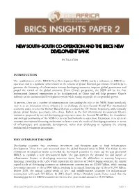 New South–South Co-Operation and the Brics New Development Bank