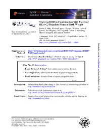 Regulate Human Birth Weight HLA-C2 in Combination With