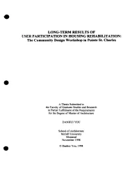 The Community Design Workshop in Pointe St. Charles