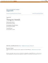 Transgenic Animals Matthew Ohnj Doherty Worcester Polytechnic Institute