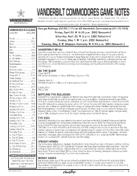 VANDERBILT COMMODORES GAME NOTES Vanderbilt Athletic Communications H 2601 Jess Neely Dr