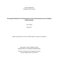 An Examination of the School Experiences of Nepali Dalit Students