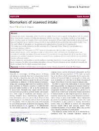 Biomarkers of Seaweed Intake Muyao Xi* and Lars O