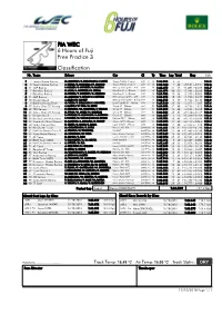 FIA WEC 6 Hours of Fuji Free Practice 3 Classification Nr