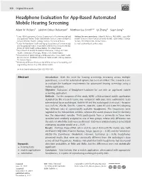 Headphone Evaluation for App-Based Automated Mobile Hearing Screening