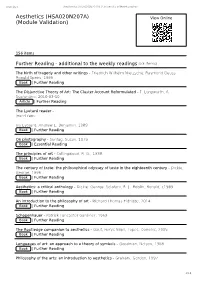 Aesthetics (HSA020N207A) | University of Roehampton