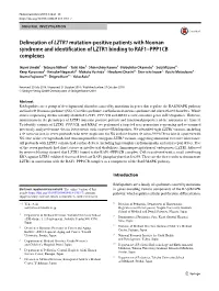 Delineation of LZTR1 Mutation-Positive Patients with Noonan Syndrome and Identification of LZTR1 Binding to RAF1–PPP1CB Complexes