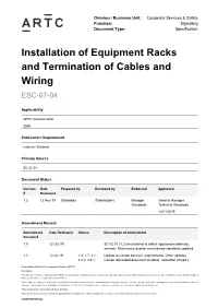 Installation of Equipment Racks and Termination of Cables and Wiring ESC-07-04