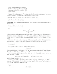 (Ipad) Subgroups Generated by a Subset of G Cyclic Groups Suppo