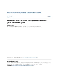 Proving N-Dimensional Linking in Complete N-Complexes in (2N+1)-Dimensional Space