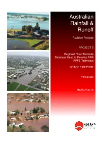 Regional Flood Methods Database Used to Develop ARR RFFE Technique