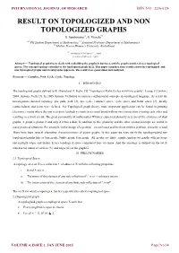 Result on Topologized and Non Topologized Graphs S