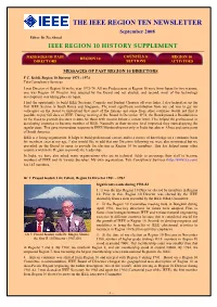 THE IEEE REGION TEN NEWSLETTER History