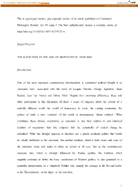 The Katechon in the Age of Biopolitical Nihilism