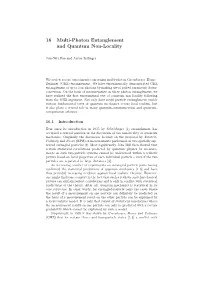 16 Multi-Photon Entanglement and Quantum Non-Locality