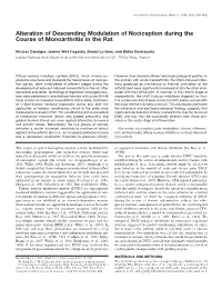 Alteration of Descending Modulation of Nociception During the Course of Monoarthritis in the Rat