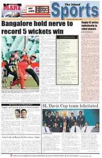 Bangalore Hold Nerve to Record 5 Wickets