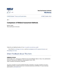 Comparison of Wetland Assessment Methods