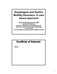 Esophageal and Gastric Motility Disorders: a Case Based Approach