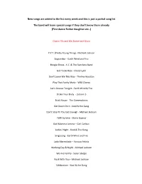 New Songs Are Added to the List Every Week and This Is Just a Partial Song List