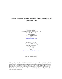 Returns to Buying Earnings and Book Value: Accounting for Growth and Risk