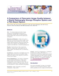 A Comparison of Panoramic Image Quality Between a Digital Radiography Storage Phosphor System and a Film-Based System