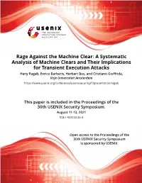 A Systematic Analysis of Machine Clears and Their Implications For