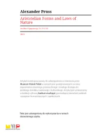 Alexander Pruss Aristotelian Forms and Laws of Nature