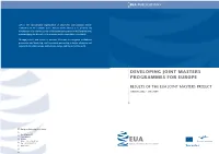 Developing Joint Masters Programmes for Europe