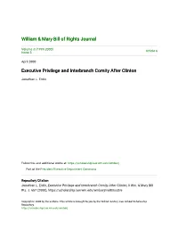 Executive Privilege and Interbranch Comity After Clinton