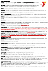 Group Exercise/Indoor Cycling Class Descriptions
